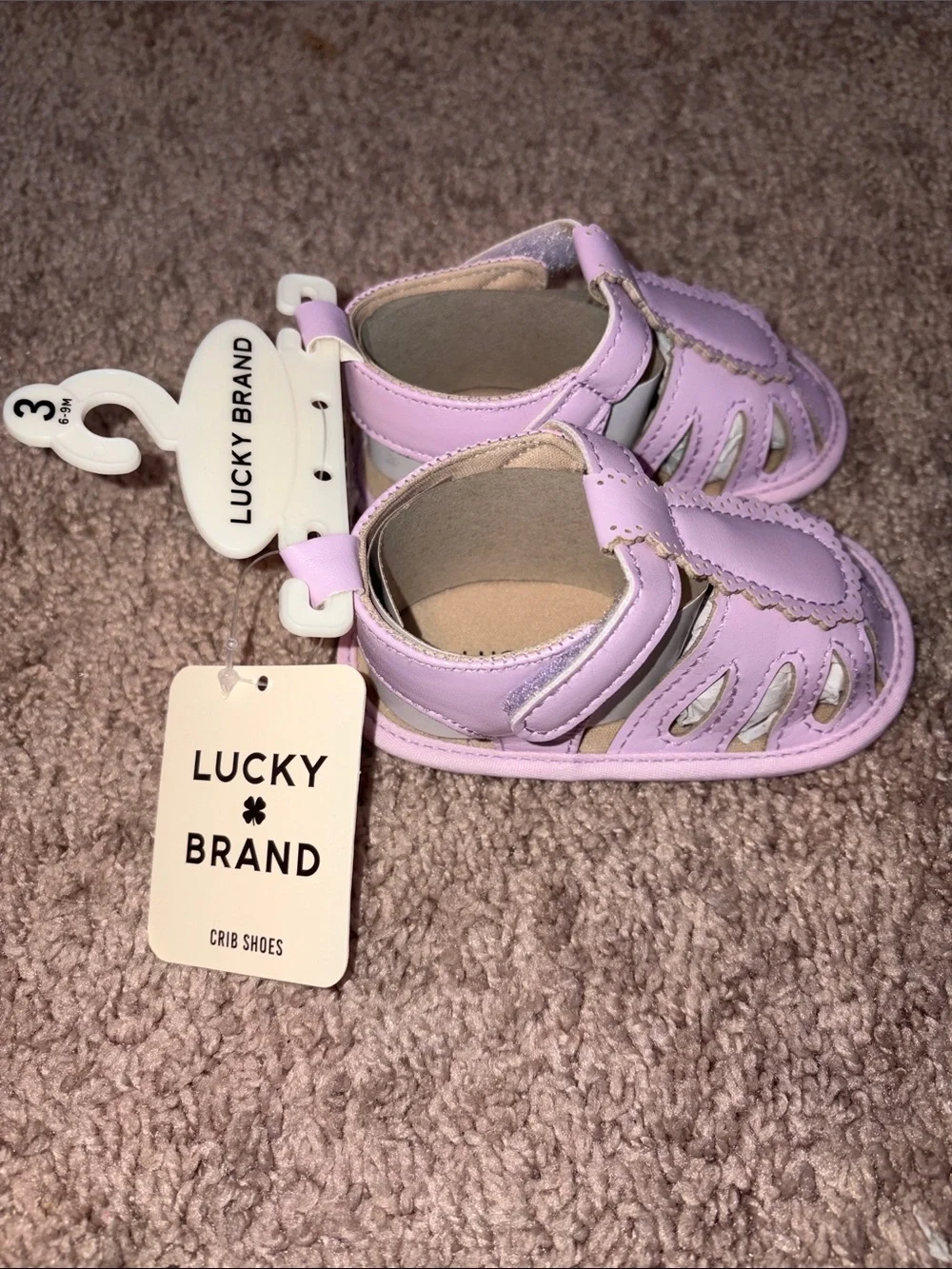 Lucky Brand Baby Girls Lavender Scalloped T-Strap Sandals